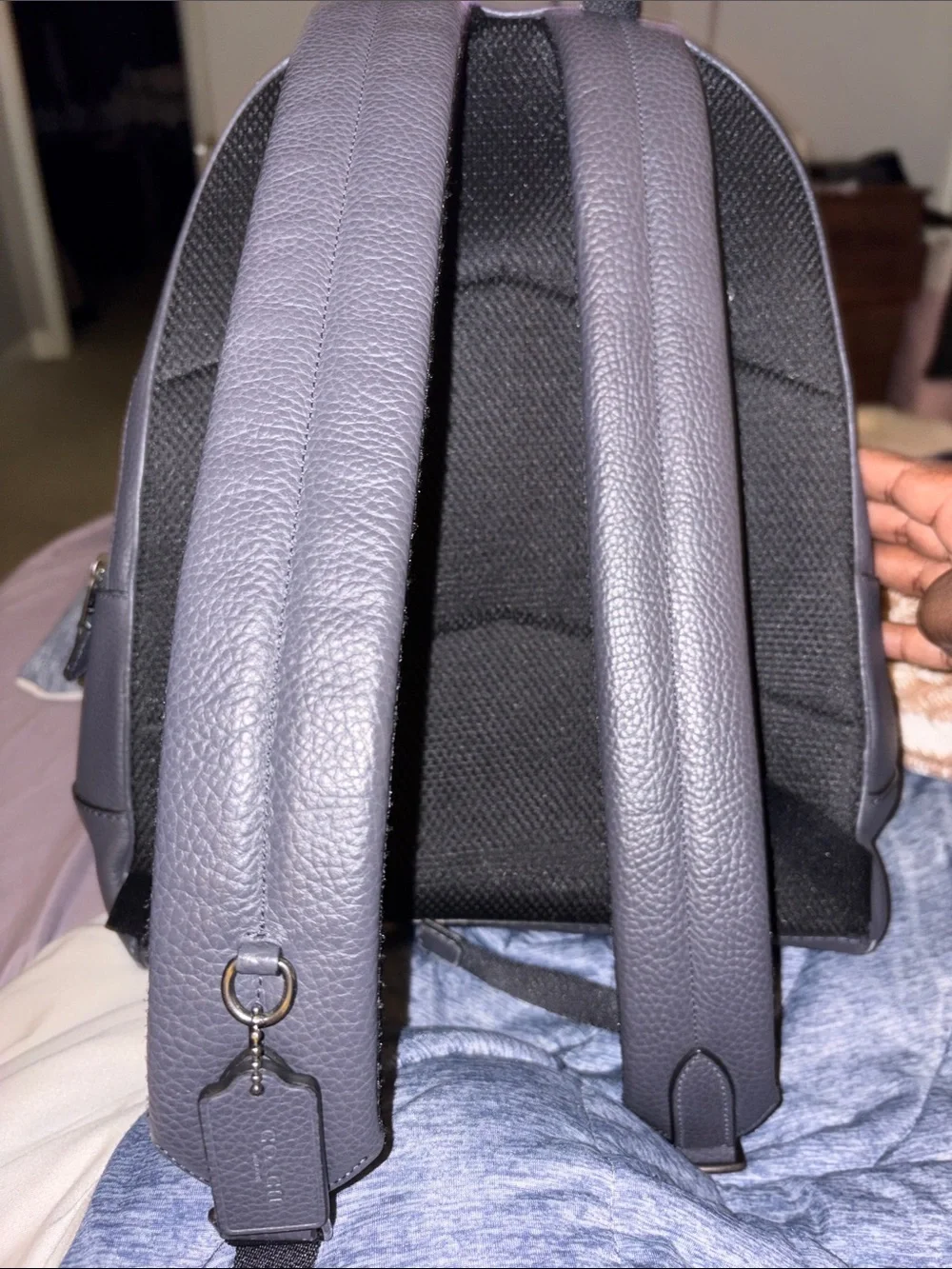Coach Men's Backpack in Dark Gray with Gold Hardware